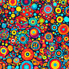 Colorful circles psychedelic graffiti abstract background digital wallpaper asymmetric 