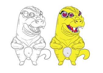 cute animal illustration for book drawing page