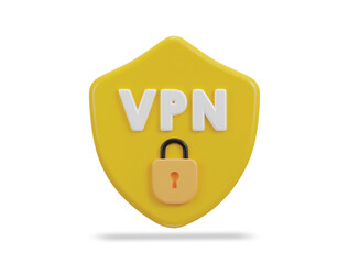 3d secure vpn network with padlock icon