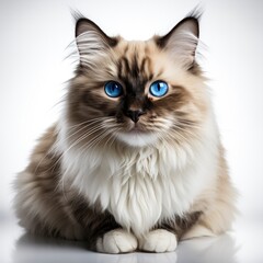 Neva Masquerade Cat On White Background, Isolated On White Background, For Design And Printing
