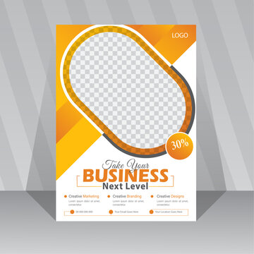 Modern business flyer design template with Graphic Elements and Orange Accents.