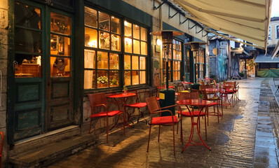 Fototapeta na wymiar ioannina city in winter rainy days street view greece