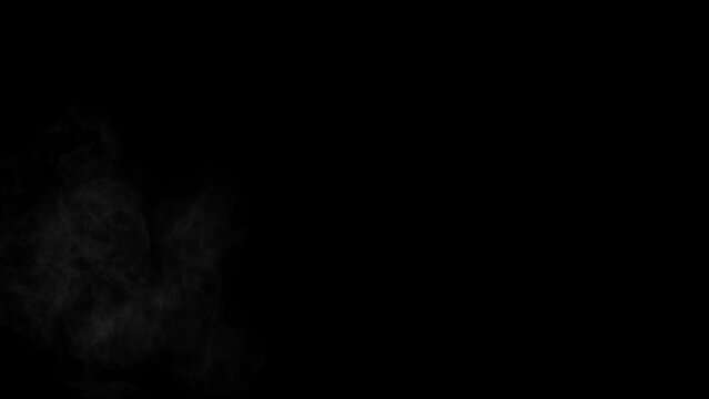 White smoke motion graphics with plain black background