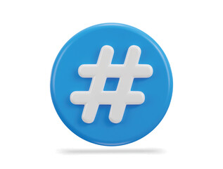 3d hashtag circle button icon vector illustration