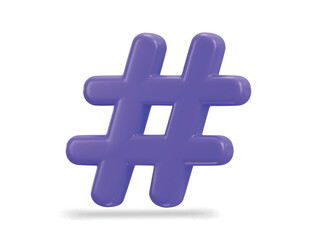 3d hashtag symbol icon vector illustration