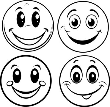 Cute emoji coloring page black and white