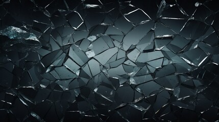 Dark background with smashed glass surface - obrazy, fototapety, plakaty
