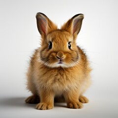 Healthy Lovely Baby Bunny Easter Rabbit, Isolated On White Background, For Design And Printing