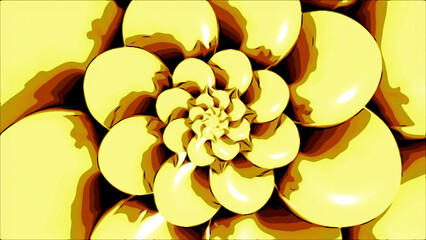 Abstract rotating blooming colorful flower with petals. Design. Endless optical illusion with floral background.