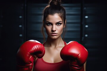 fit young woman wearing boxing gloves in a gym
