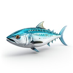 Obraz premium Fish Atlantic Bonito Isolated On White, Isolated On White Background, For Design And Printing