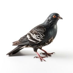 Full Body Standing Pigeon Bird Isolate, Isolated On White Background, For Design And Printing