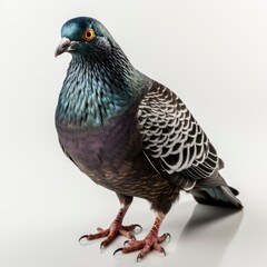 Fototapeta premium Full Body Standing Pigeon Bird Isolate, Isolated On White Background, For Design And Printing