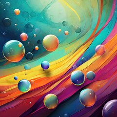flying bubbles on a colorful background
