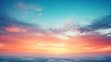 Fototapeta premium Abstract gradient sunrise in the sky with cloud and blue mix orange natural background.