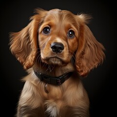 Curious English Cocker Spaniel Puppy Dog, Isolated On White Background, For Design And Printing