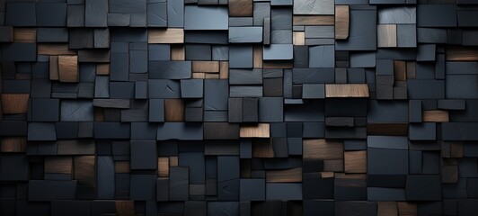 Abstract Textured Wall with Varied Squares in Dark Tones