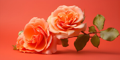 Orange rose on orange background with copy space for text Valentines day,,
Romantic Elegance  Orange Rose on a Valentine's Day Canvas Generative Ai