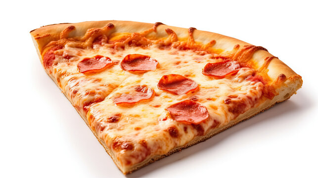 a slice of cheese pizza isolated on a white background