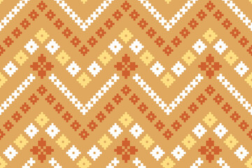 Nature vintages cross stitch traditional ethnic pattern paisley flower Ikat background abstract Aztec African Indonesian Indian seamless pattern for fabric print cloth dress carpet curtains and sarong