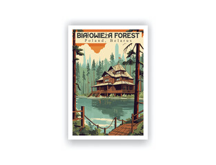 Białowieża Forest, Poland, Belarus - Vintage Travel Posters