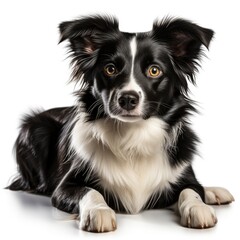 Border Collie 15 Years Old Sitting, Isolated On White Background, For Design And Printing