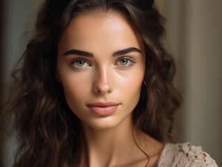 Naklejka premium Portrait of a young woman with very beautiful eyes. Fashion and beauty.