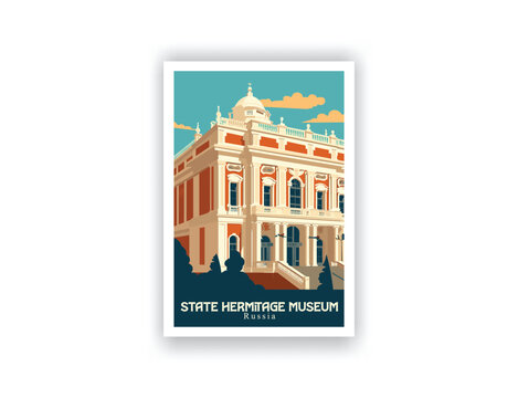 Hermitage Museum, St. Petersburg. Vintage Travel Posters.Vector illustration. Famous Tourist Destinations Posters Art Prints Wall Art and Print Set Abstract Travel for Hikers Campers Living Room Decor