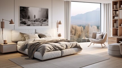 Fototapeta na wymiar Scandinavian interior design of a modern bedroom