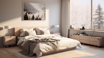 Scandinavian interior design of a modern bedroom