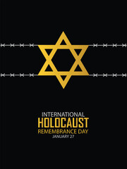 International Holocaust Remembrance Day vector. Star of David . January 27. Important day