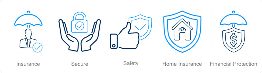 A set of 5 Insurance icons as insurance, secure, safety