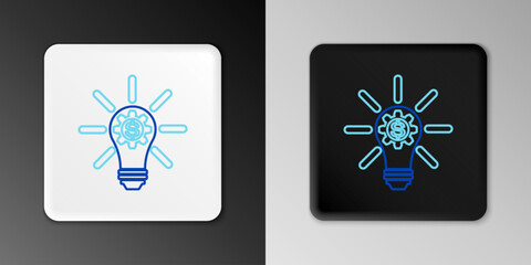 Line Light bulb with gear inside and dollar symbol icon isolated on grey background. Fintech innovation concept. Colorful outline concept. Vector
