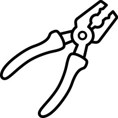 Linear icon of metallic crimping pliers