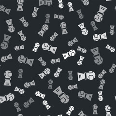 Grey Award cup with baseball ball icon isolated seamless pattern on black background. Winner trophy symbol. Championship or competition trophy. Sports achievement. Vector