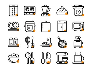 Kitchenware line icon sheet