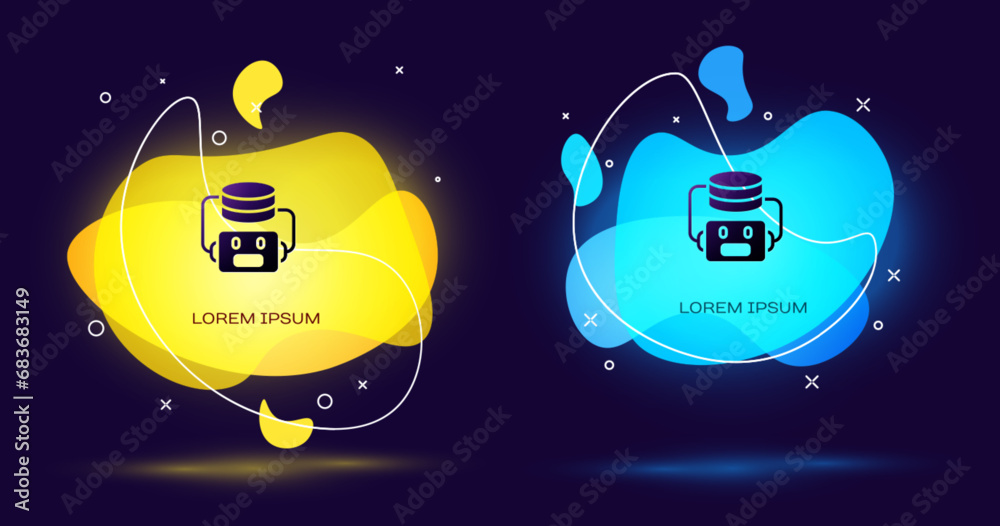 Poster black artificial intelligence robot icon isolated on black background. machine learning, cloud compu