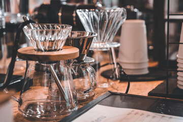 Vintage tools for filtering coffee