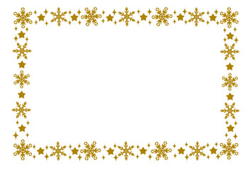 雪の結晶のおしゃれなフレーム　ゴールド　高級感　素材　シンプル　飾り枠　飾り罫