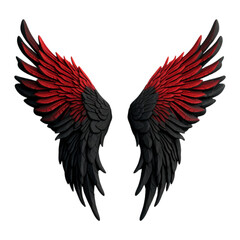 angel wings on a transparent background, in the style of dark red, black and gold