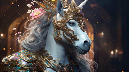 Pretty unicorn close up portrait magical fantasy