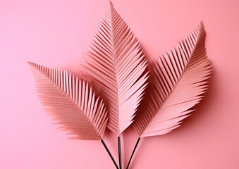Three paper palm leaves