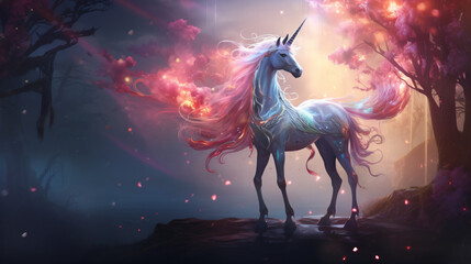 Obraz na płótnie Canvas Pretty unicorn standing magical fantasy