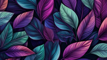Seamless pattern with tropical leaves. Vector illustration. ESP 10 - obrazy, fototapety, plakaty