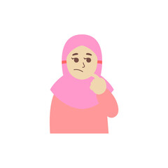 set of poses of women with hijabs and very beautiful cartoon