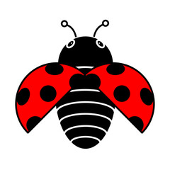 Fototapeta premium Cute ladybug or ladybird simple flat design red and black. Vector illustration on white background