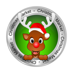 Christmas Market button with reindeer - 3D illustration - 683688922