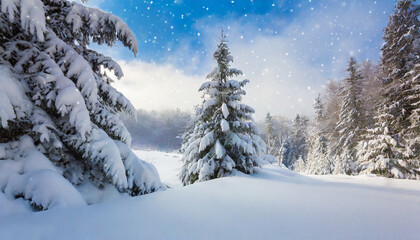 Obraz premium winter forest in the mountains