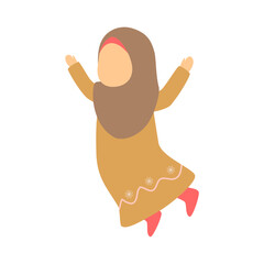 set of poses of women with hijabs and very beautiful person