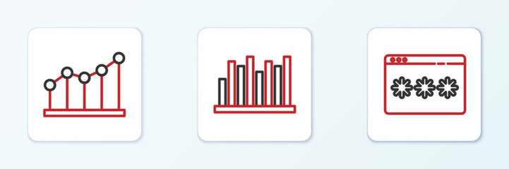 Set line Password protection, Pie chart infographic and icon. Vector